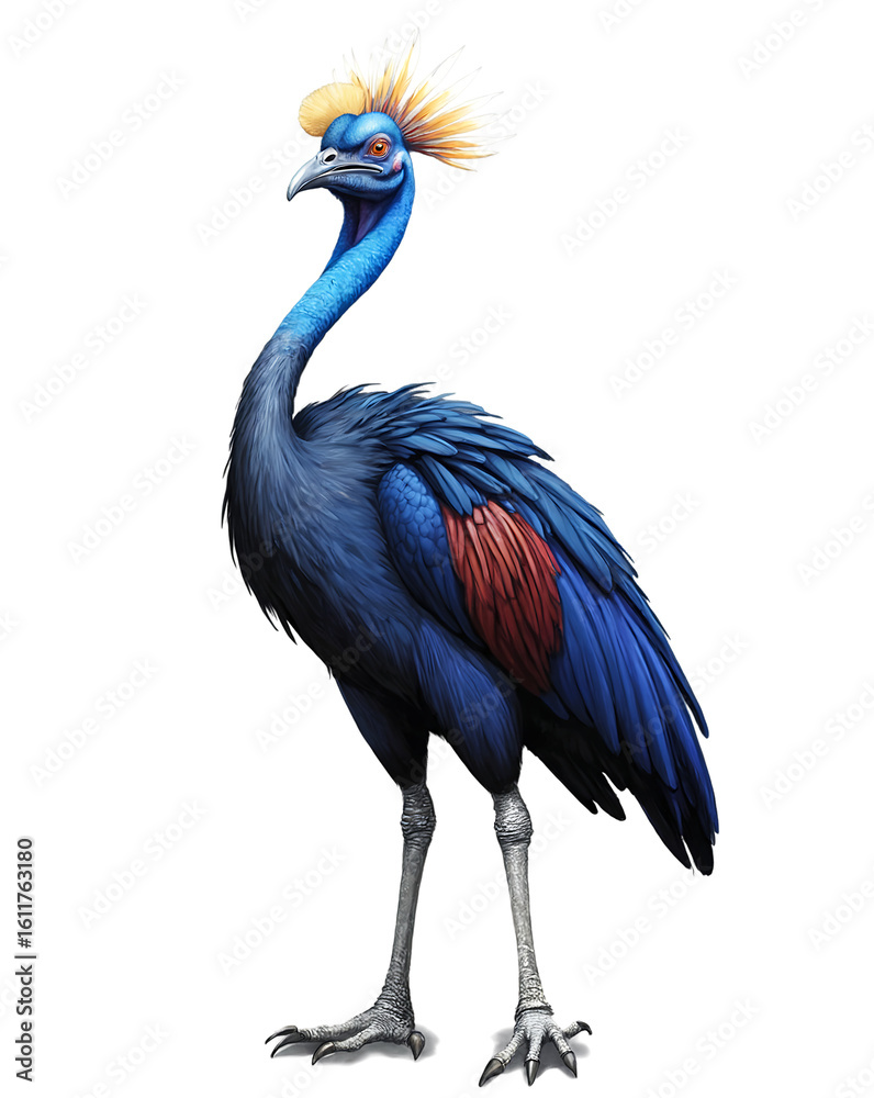 Fototapeta premium 3d illustration of a blue crowned bird isolated on transparent background