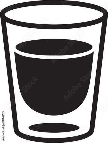 Shot Glass with Dark Liquid – Minimal Vector Outline Illustration