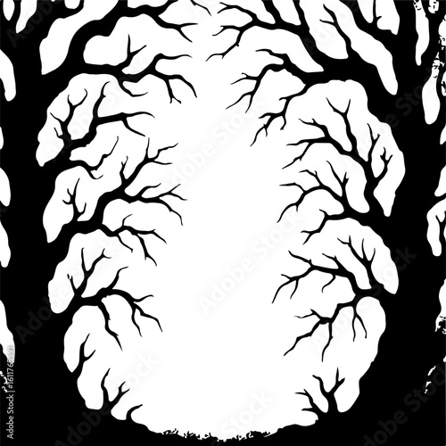 Vector illustration of abstract tree branches with tribal animal tattoo style design