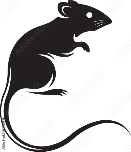 Sleek Silhouette of a House Mouse Gracefully Posed An Elegant Rodent Design Perfect for Vector Graphics and Animal Illustrations