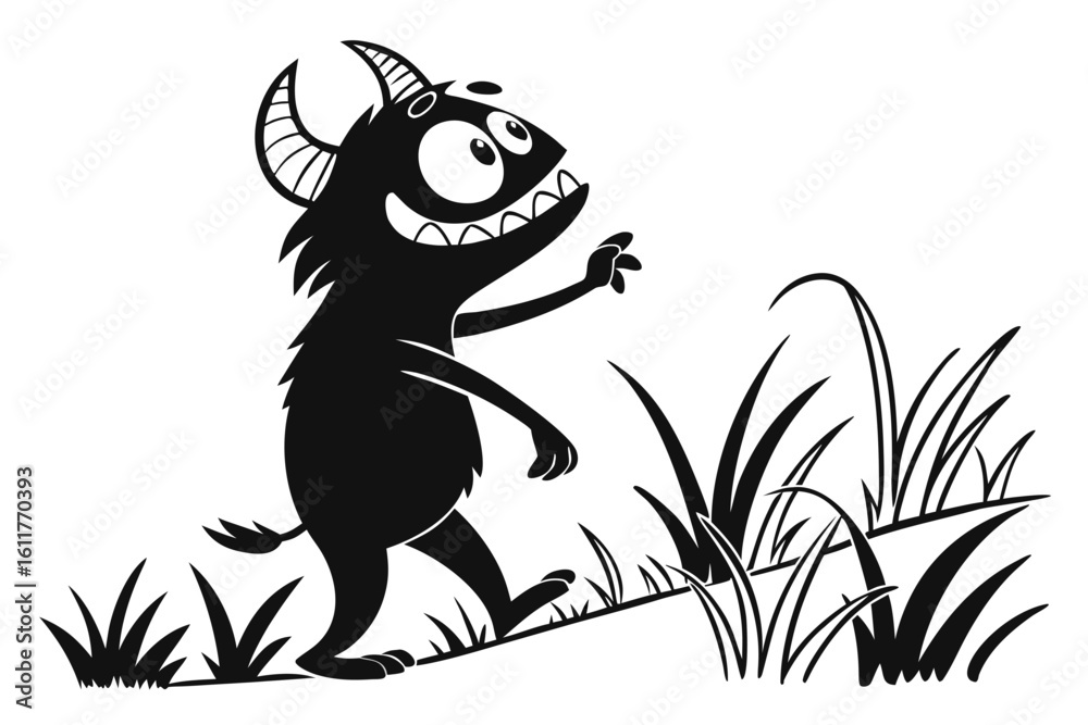 Obraz premium monster cartoon sihouette black vector