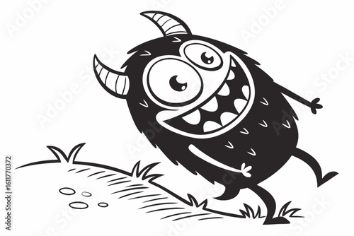 monster cartoon sihouette black vector