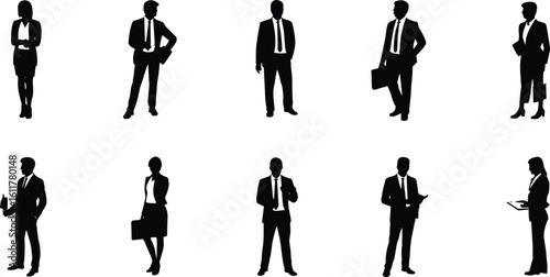 Collection of diverse business professionals posed in silhouette against a white background