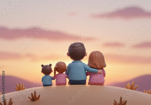 Family Picnic at Sunset: Cherished Moments in a Serene Outdoor Setting