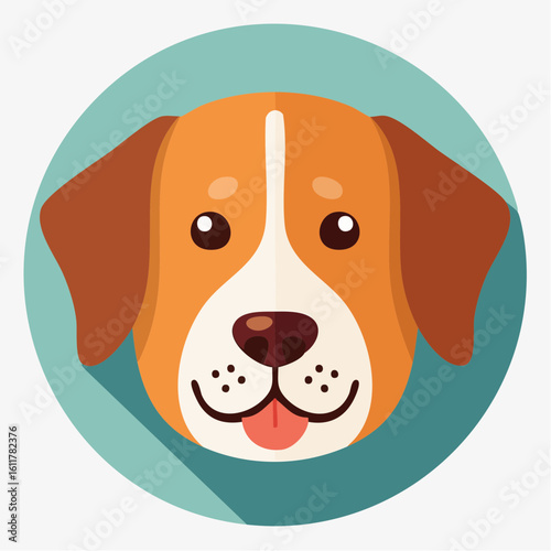 Cartoon Dog Portrait with Cute Expression and Playful Design in Circular Frame