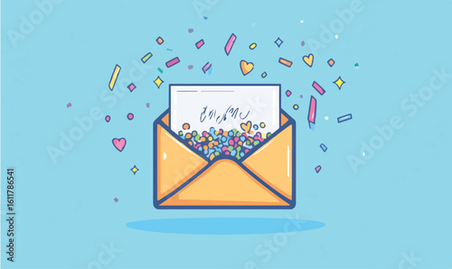Celebrate good news with a vibrant confetti filled envelope for invitations or announcements