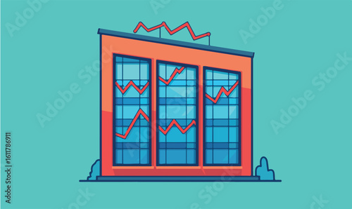 Worried investors watch stock market charts plummet in bright modern office building, financial crisis