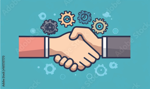 Successful partnership handshake illustration symbolizing collaboration and shared business goals in a modern design