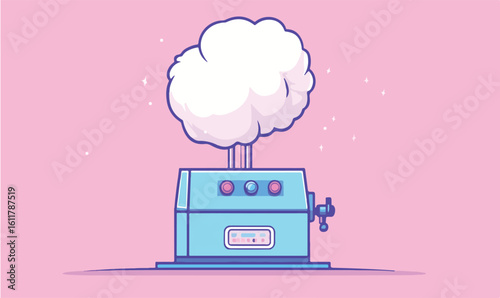 Sweeten your designs with this adorable cotton candy machine illustration on pastel pink background