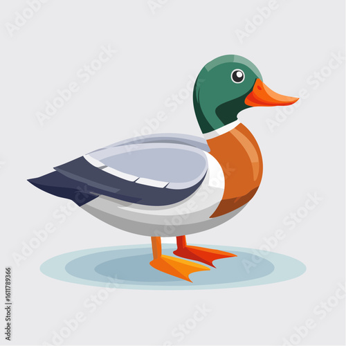 Cartoon Duck Illustration: A Vibrant Depiction of Aquatic Wildlife in a Charming Style