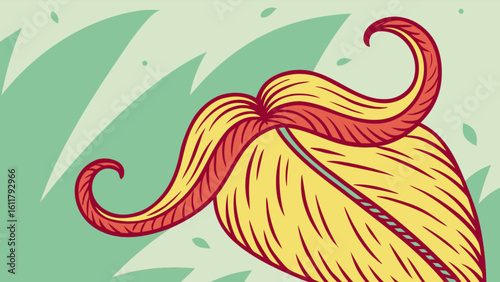 Vintage handlebar mustache illustration vector art design for barbershop logo retro style and facial hair trend