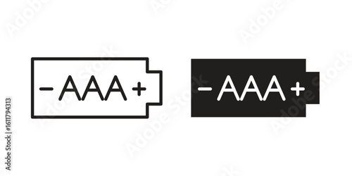 AAA battery icon logo set. thin line concept simple icon or design element