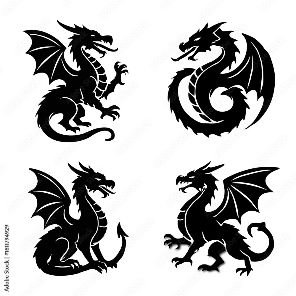Fototapeta premium set of dragons