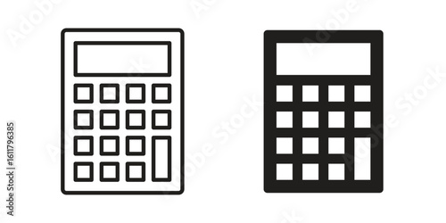 Calculator icon logo set. thin line concept simple icon or design element