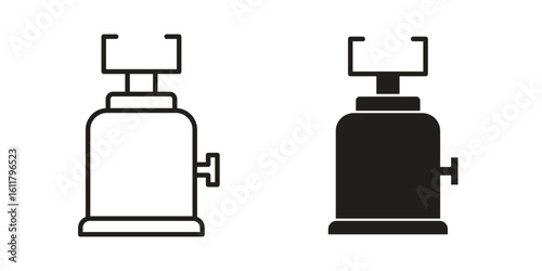 Camping gas icon logo set. thin line concept simple icon or design element