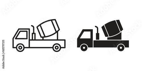 Cement truck icon logo set. thin line concept simple icon or design element