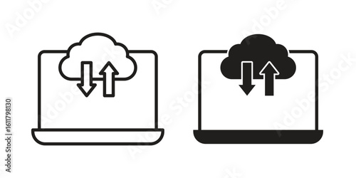 Cloud computing icon logo set. thin line concept simple icon or design element