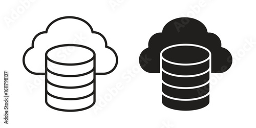 Cloud server icon logo set. thin line concept simple icon or design element