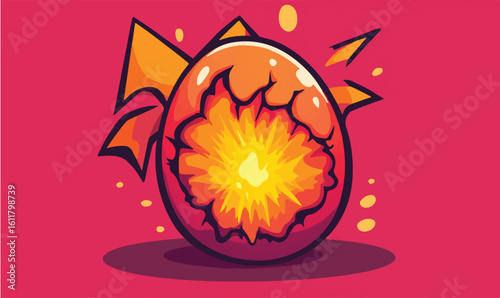 Fiery dragon egg erupts with vibrant energy and magical power, ready for adventure