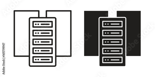 Data center icon logo set. thin line concept simple icon or design element