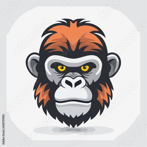 Stylized Ape Illustration: A Bold and Modern Gorilla Graphic with Geometric Simplicity