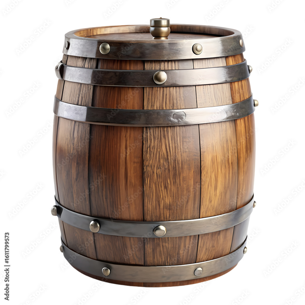 Obraz premium Wooden Barrel Rustic Container Aged Oak Metal Bands
