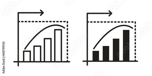 Diminishing returns icon logo set. thin line concept simple icon or design element