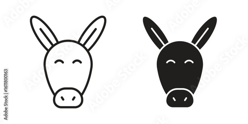 Donkey icon logo set. thin line concept simple icon or design element