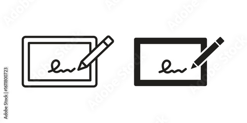 Electronic signature icon logo set. thin line concept simple icon or design element
