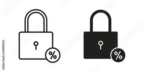Fixed rate mortgage icon logo set. thin line concept simple icon or design element