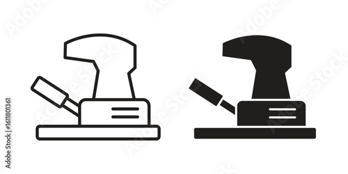 Floor sanding machine icon logo set. thin line concept simple icon or design element