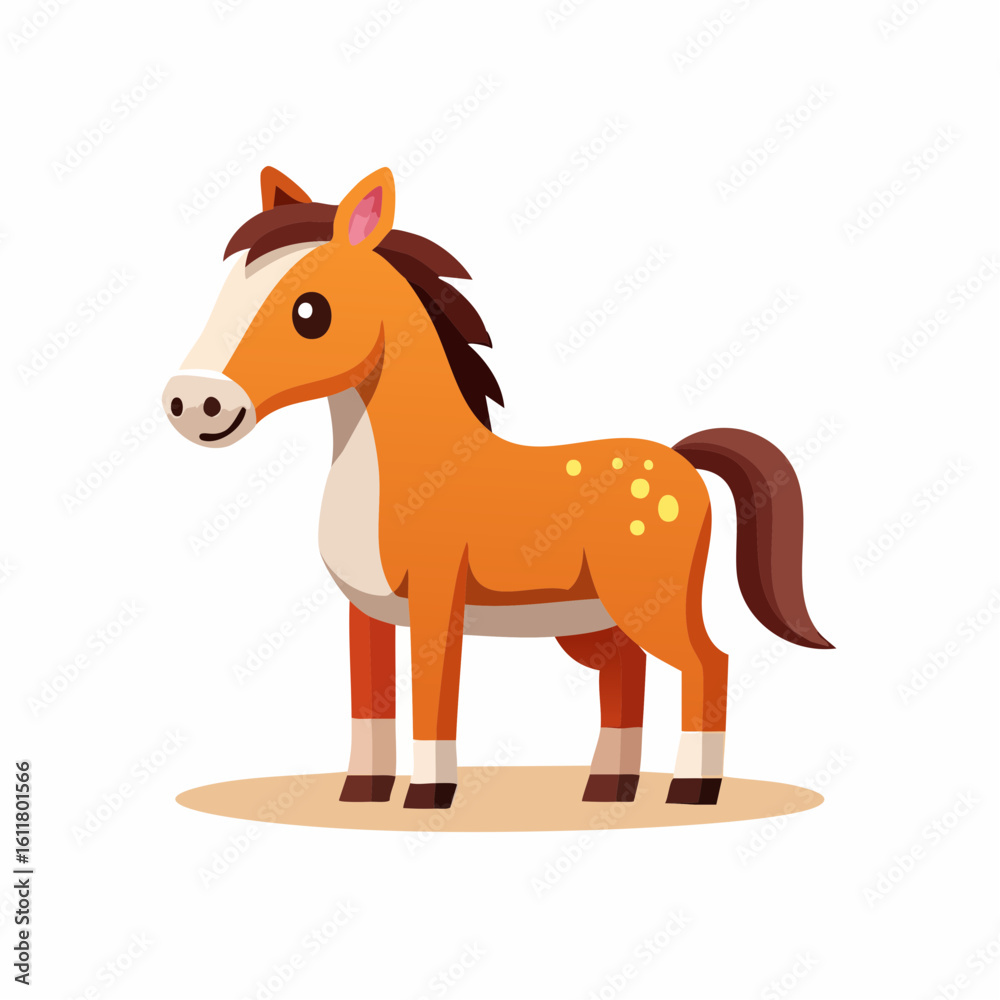 Illustration of an Adorable Cartoon Horse Standing on a White Background Showing its Cutness Illustration of an Adorable Cartoon Horse Standing on a White Background Showing its Cutness