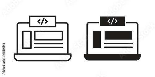 Front end icon logo set. thin line concept simple icon or design element