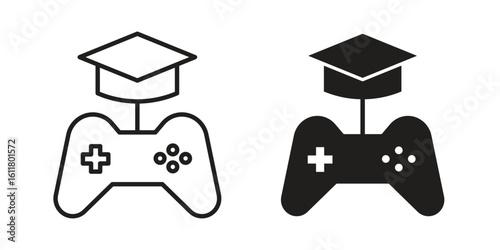 Game based learning icon logo set. thin line concept simple icon or design element