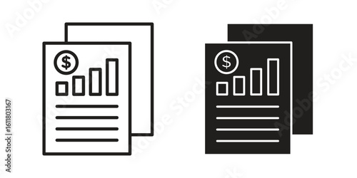Income statement icon logo set. thin line concept simple icon or design element