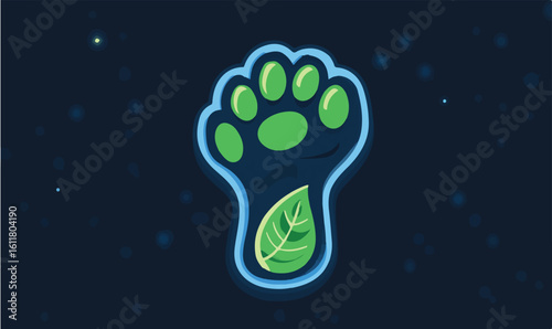 Vibrant green paw print with leaf emblem signifies eco-friendly business growth and nature connection