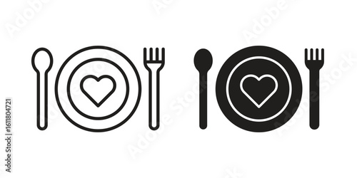 Love Plate icon logo set. thin line concept simple icon or design element