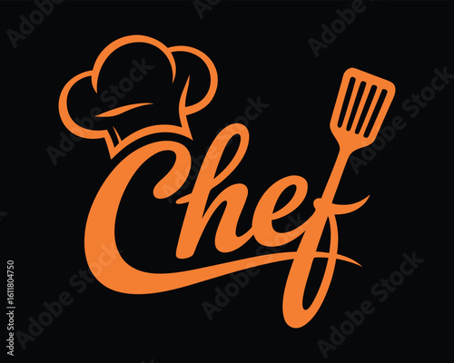 Set of Chef Logo Designs with Hat and Spatula, Vector Illustration
