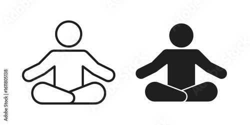 Meditating icon logo set. thin line concept simple icon or design element