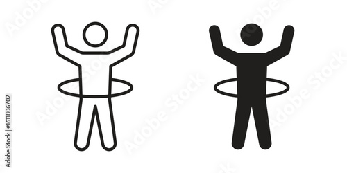 People Hula hop icon logo set. thin line concept simple icon or design element