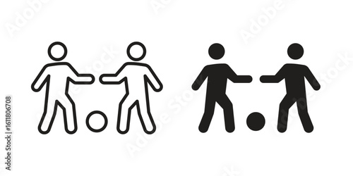 People playing Ball icon logo set. thin line concept simple icon or design element