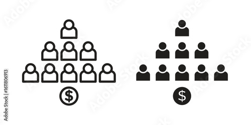 Ponzi scheme icon logo set. thin line concept simple icon or design element