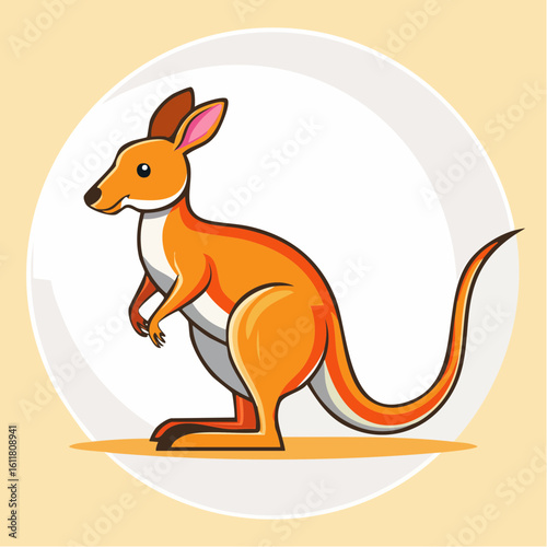 A whimsical depiction of a kangaroo standing tall against a bright backdrop in a modern design