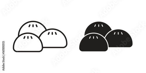 Steamed bread icon logo set. thin line concept simple icon or design element