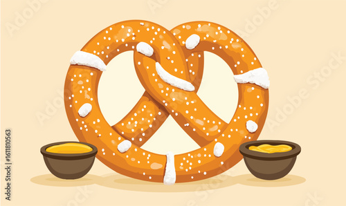 Warm, delicious pretzel with savory cheese dip, perfect for cozy gatherings and Oktoberfest celebrations.