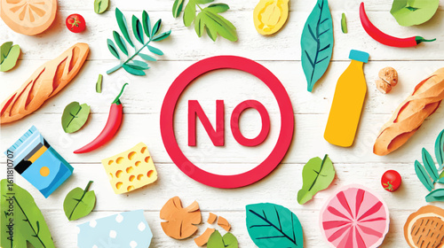 Creative paper cut food ban illustration symbolizing diet restriction for health conscious individuals promoting well being and mindful eating