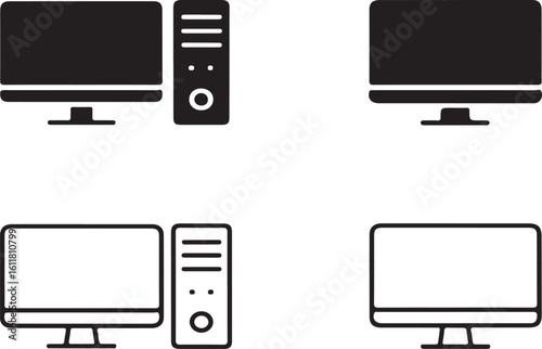 Computer monitor and tower icons desktop