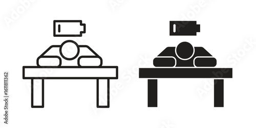 Tired person icon logo set. thin line concept simple icon or design element