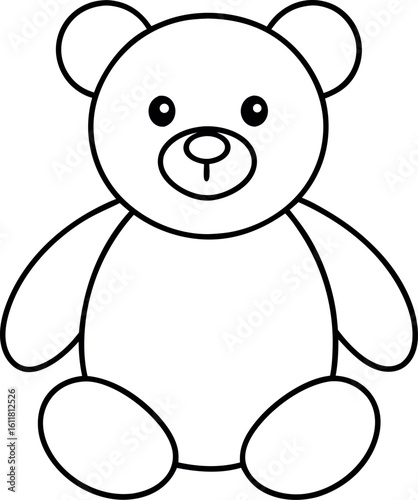 teddy bear outline coloring book page, teddy bear line art vector