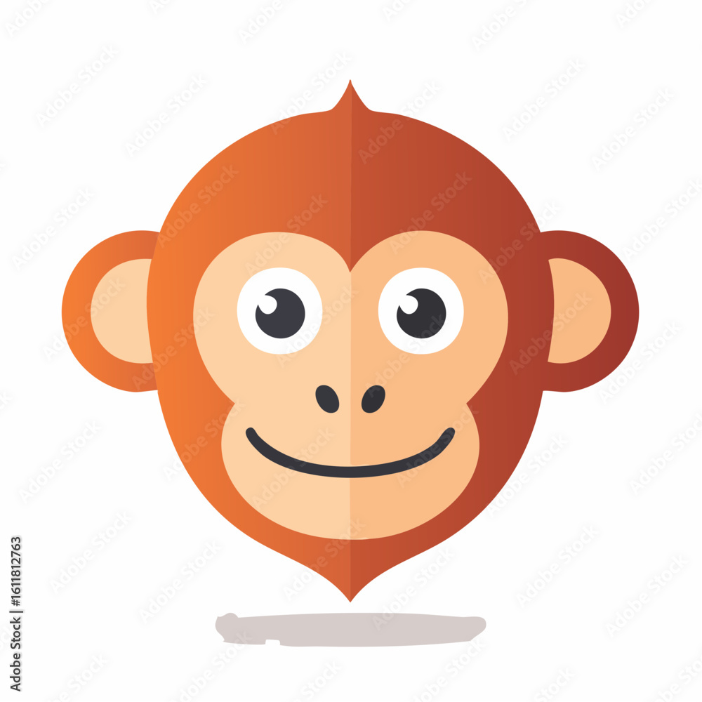 Obraz premium Adorable Flat Design Monkey Icon: A Cheerful Cartoon Character Illustration for Design